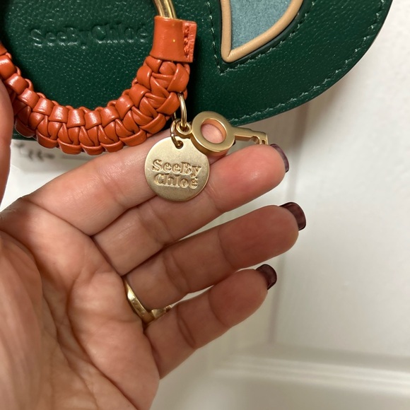 Chloe Mini Leather Crossbody  Bag Brown and Green - Picture 4 of 15